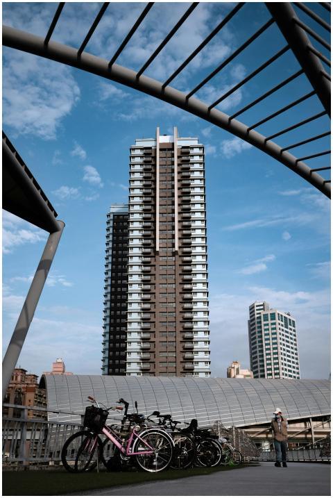 Modern architecture with bicycles in New Taipei Ci