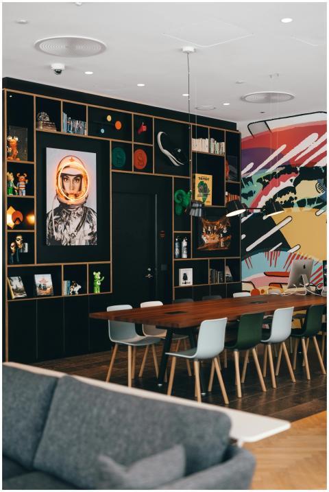 Explore a colorful, modern office space with uniqu