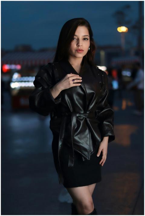 Stylish Woman Black Leather