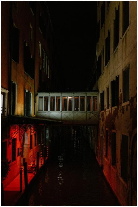 A serene and atmospheric view of a Venetian canal