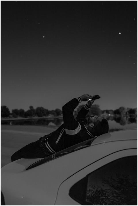 A silhouette stargazing scene in Dubai, capturing