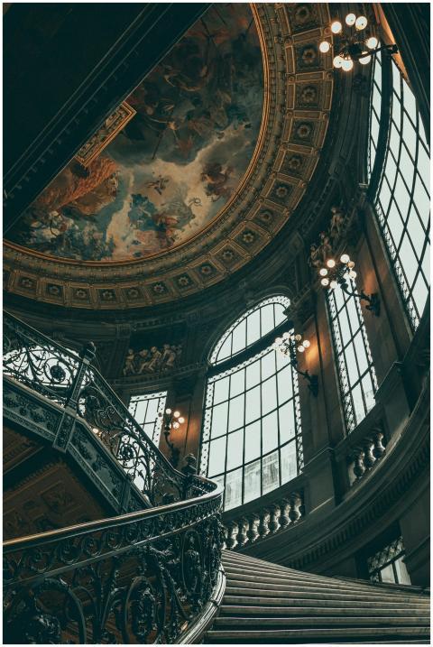 Beautiful low-angle view of the ornate interior an