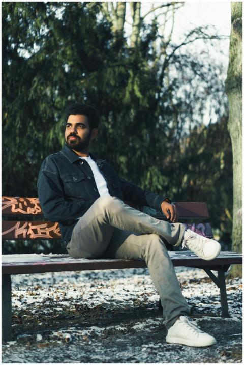 Man Sitting Park Bench