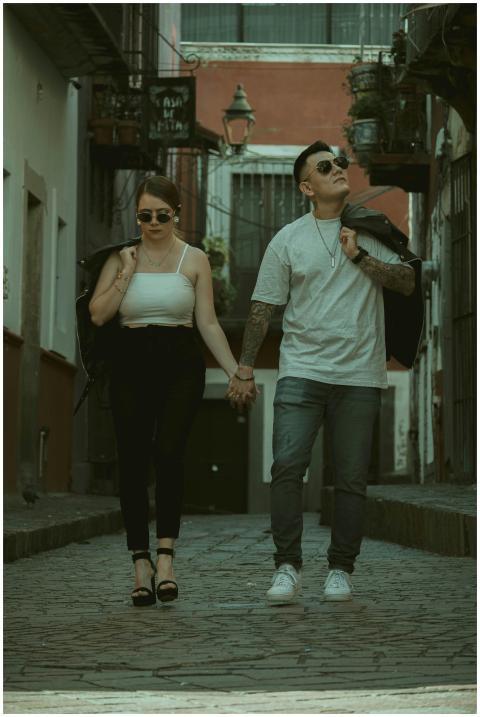 Free stock photo of adorable couple, alley, posing