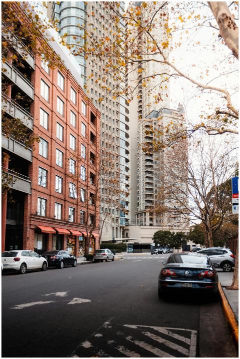 Beautiful autumn day in Buenos Aires with modern a