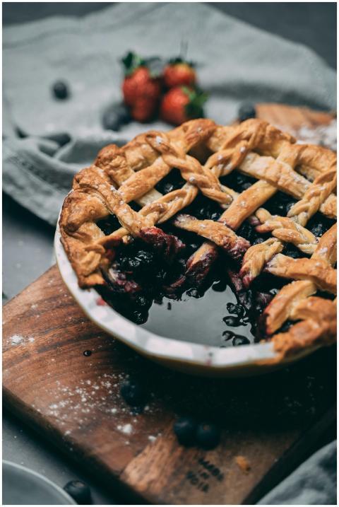 A delicious homemade berry pie with a lattice crus