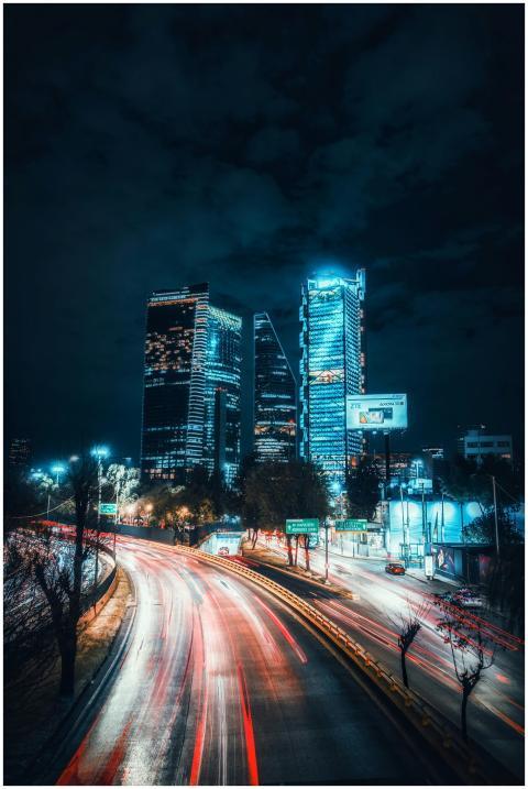 A stunning night view of Mexico City's modern skys