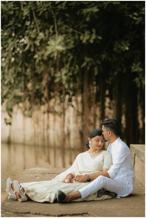 Romantic Couple Sitting Banyan