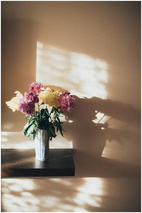 A bouquet of vibrant flowers in a vase casting art