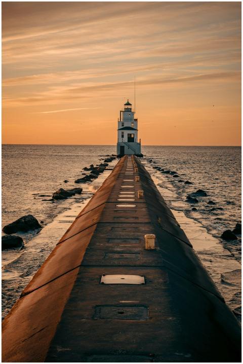 Stunning sunset view of the Manitowoc Breakwater L