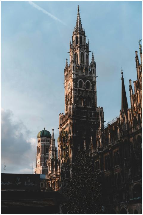 Dramatic view of Marienplatz showcasing Gothic arc