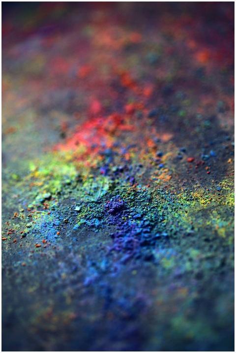 Close-up photo of vibrant color powder capturing t