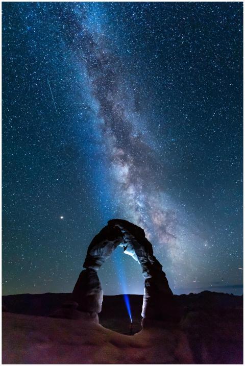 Majestic night view of the Milky Way over Delicate