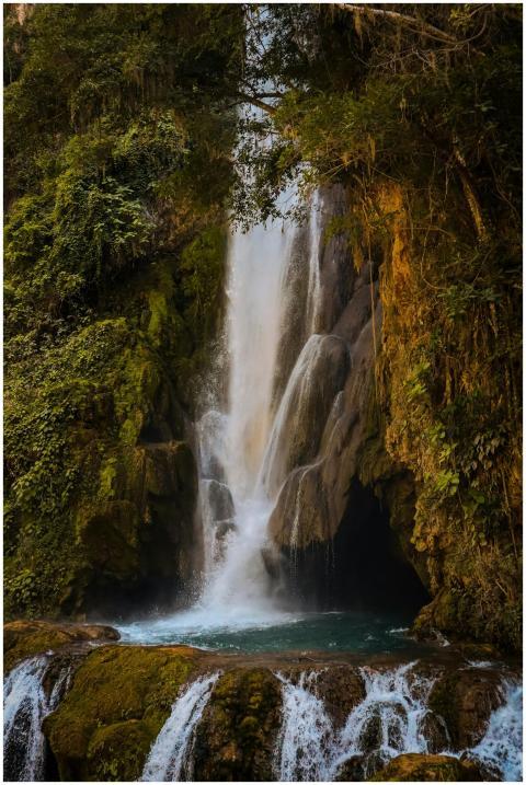 Breathtaking view of a waterfall cascading through