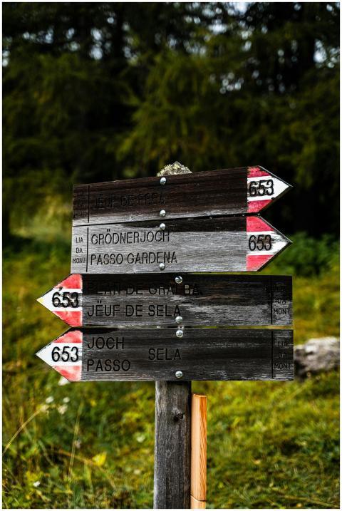 Wooden directional signpost in Wenecja Euganejska,
