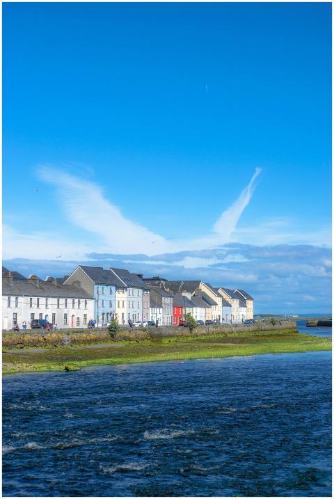 Picturesque row houses by the sea in Galway, Irela