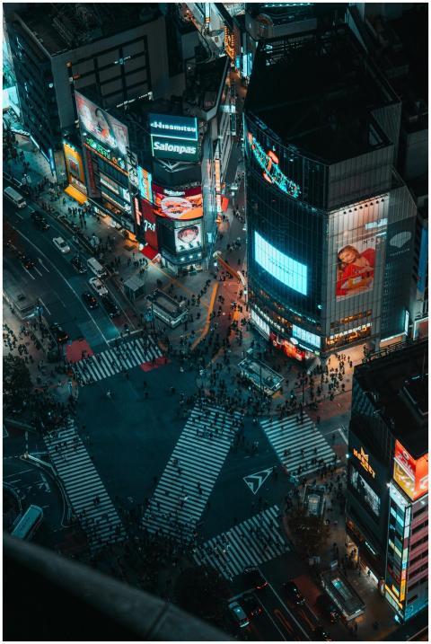 Experience the bustling night scene of Shibuya Cro