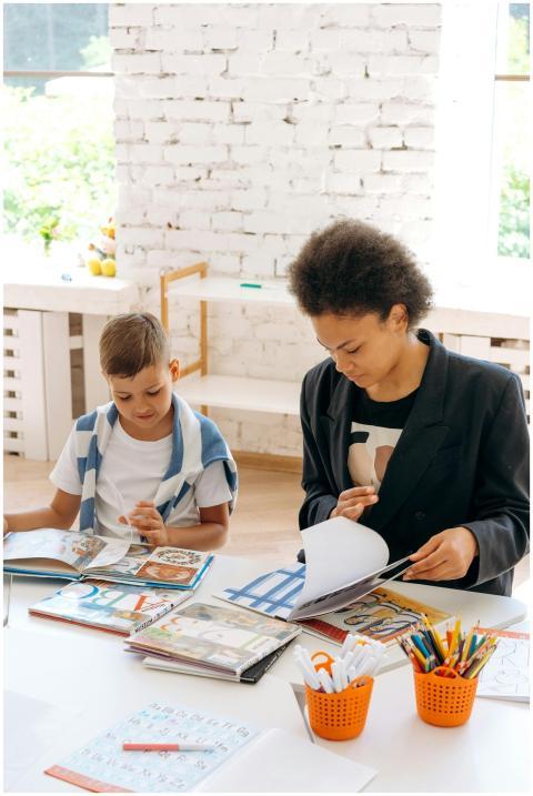 A teacher and student collaborate on reading activ