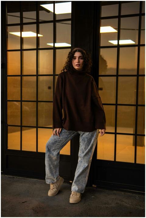 Fashionable Woman Posing Glass