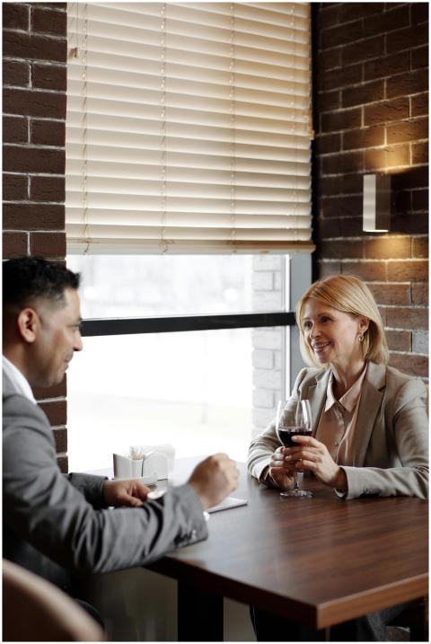 Business professionals having a relaxed discussion