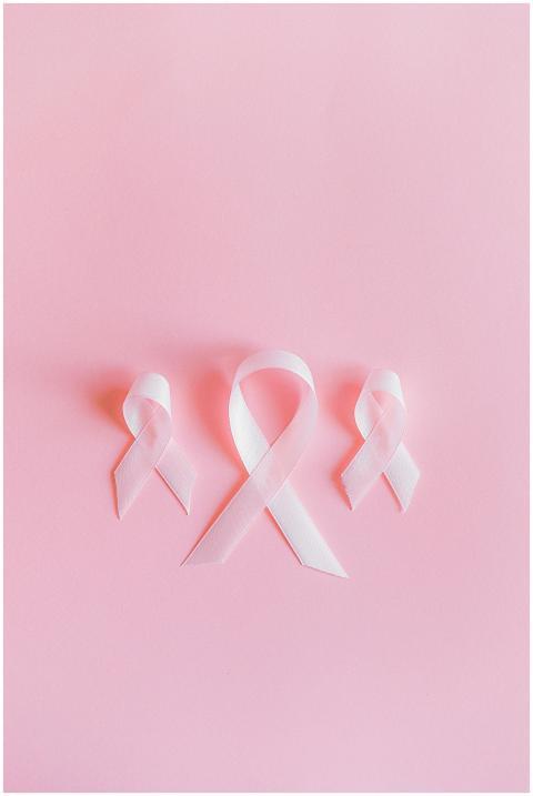 Three pink ribbons symbolize breast cancer awarene