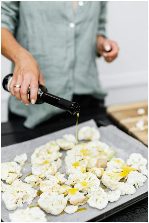 Close-up of a woman preparing a healthy keto meal