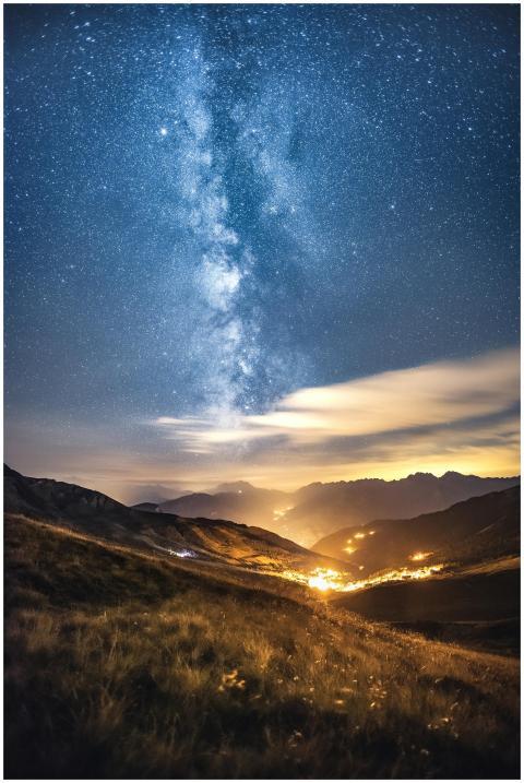 Capture of starry sky with Milky Way over illumina