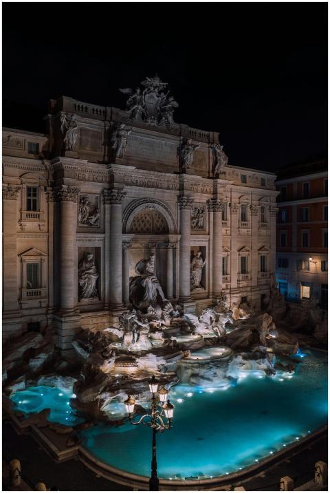 Beautiful view of the Trevi Fountain in Rome at ni