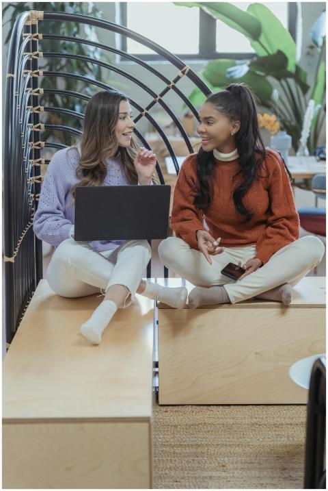 Full body content multiethnic female friends in ca