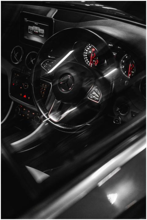 Close-up of a modern Mercedes-Benz car interior sh