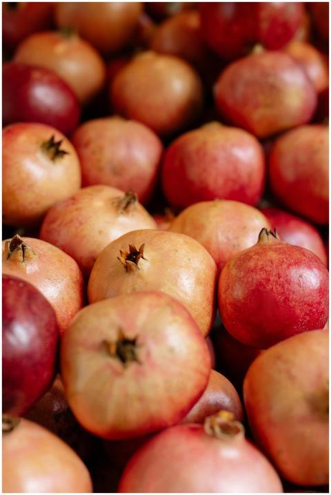 A vibrant close-up photo of a pile of fresh pomegr