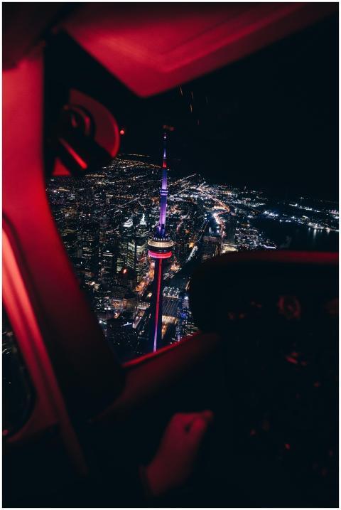 A breathtaking aerial night view of Toronto's skyl