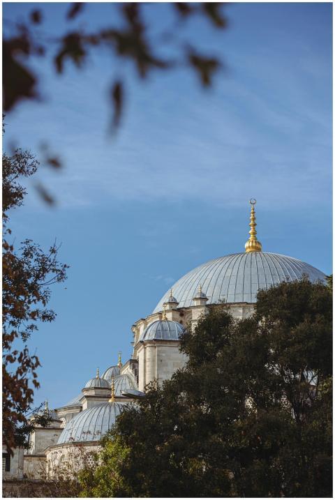A scenic view of the domes of an Ottoman mosque un