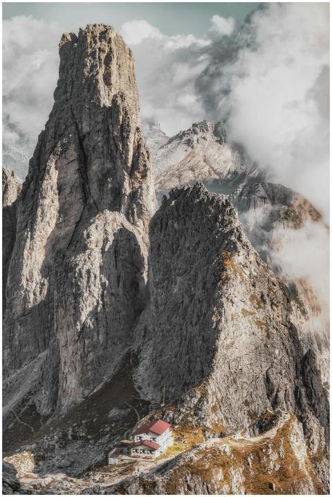 Breathtaking view of the Dolomites with rugged pea