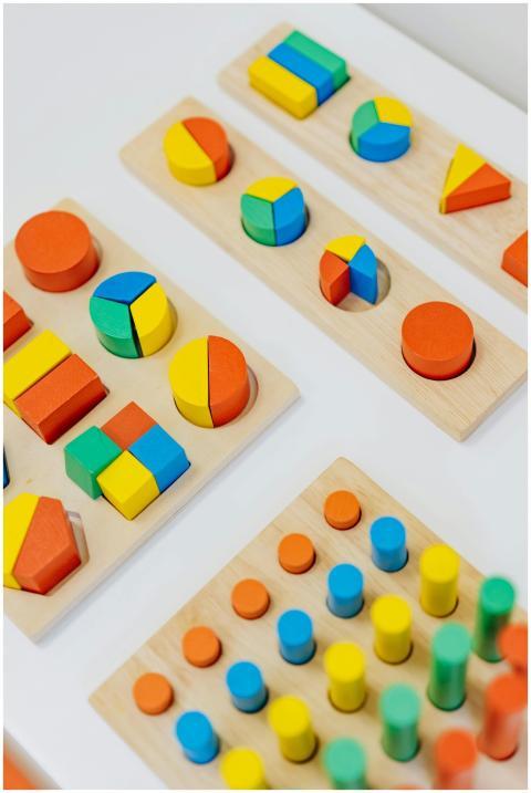 Vibrant wooden toys are ideal for preschool learni