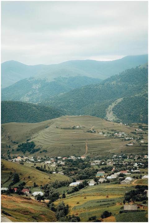 Scenic aerial view of the Kədəbək countryside in A