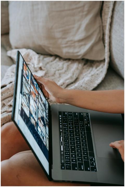 From above of crop anonymous female remote worker