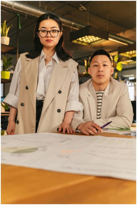 Young professionals in business attire collaborati