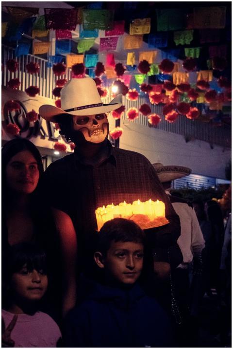 Vibrant Day of the Dead festival with traditional