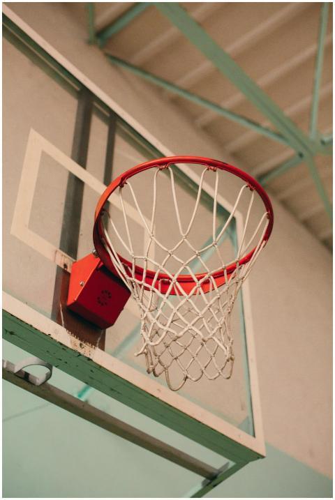 Detailed view of a basketball hoop and net in an i