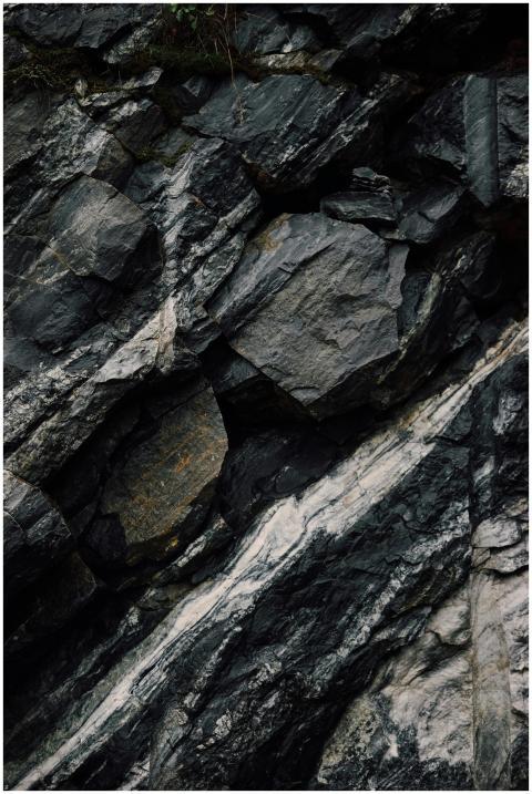 Close-up of the textured and layered stone surface