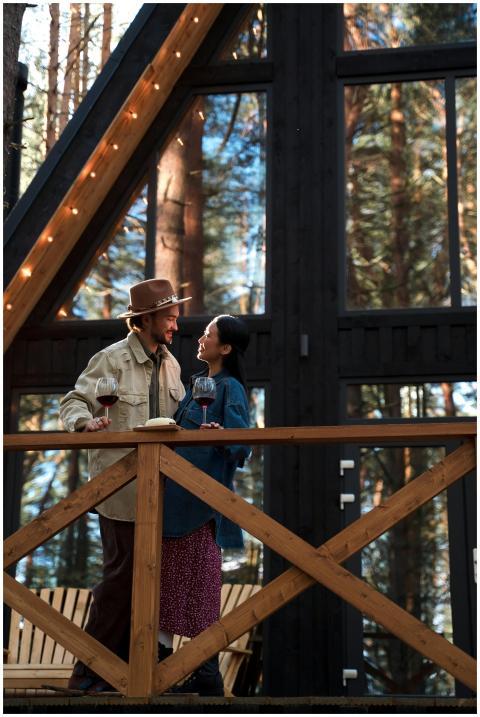 Asian woman and caucasian man enjoying a romantic