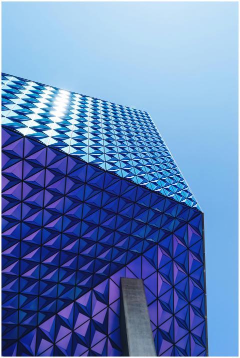 Low angle view of a modern building with reflectiv