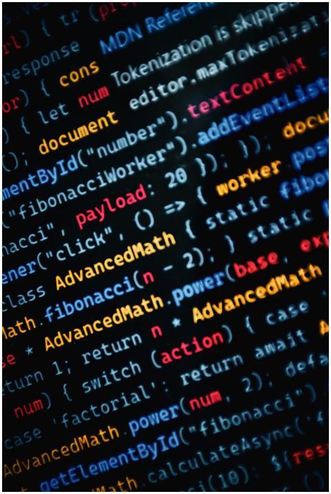 Close-up of vibrant JavaScript code displayed on a