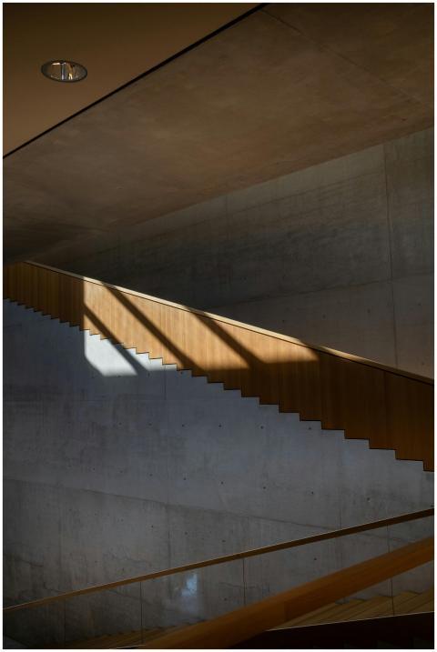 Abstract view of a modern concrete staircase with