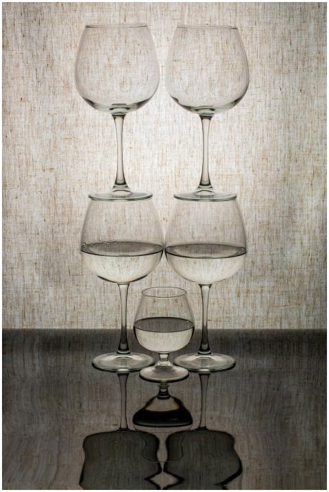 Elegant still life with symmetrically stacked wine