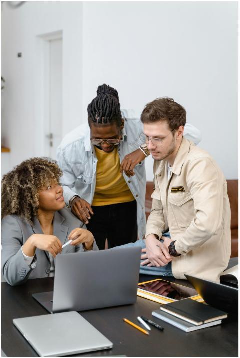 A diverse group of colleagues engaged in a collabo