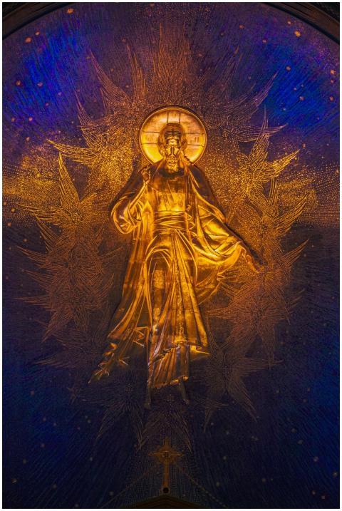 Illuminated icon of Jesus Christ in an ornate Orth