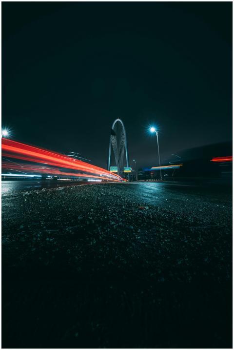 Dramatic long exposure photo of Dallas bridge at n