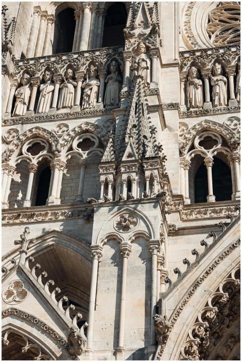 Close-up of the intricate Gothic facade of Amiens